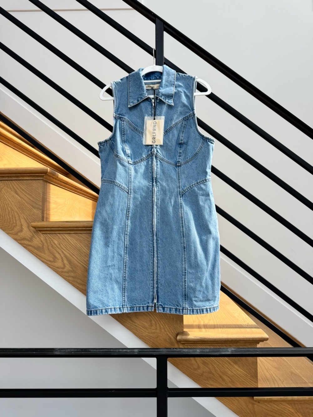 [Never Worn] Revolve GRLFRND Sleeveless Zip-Front Denim Dress